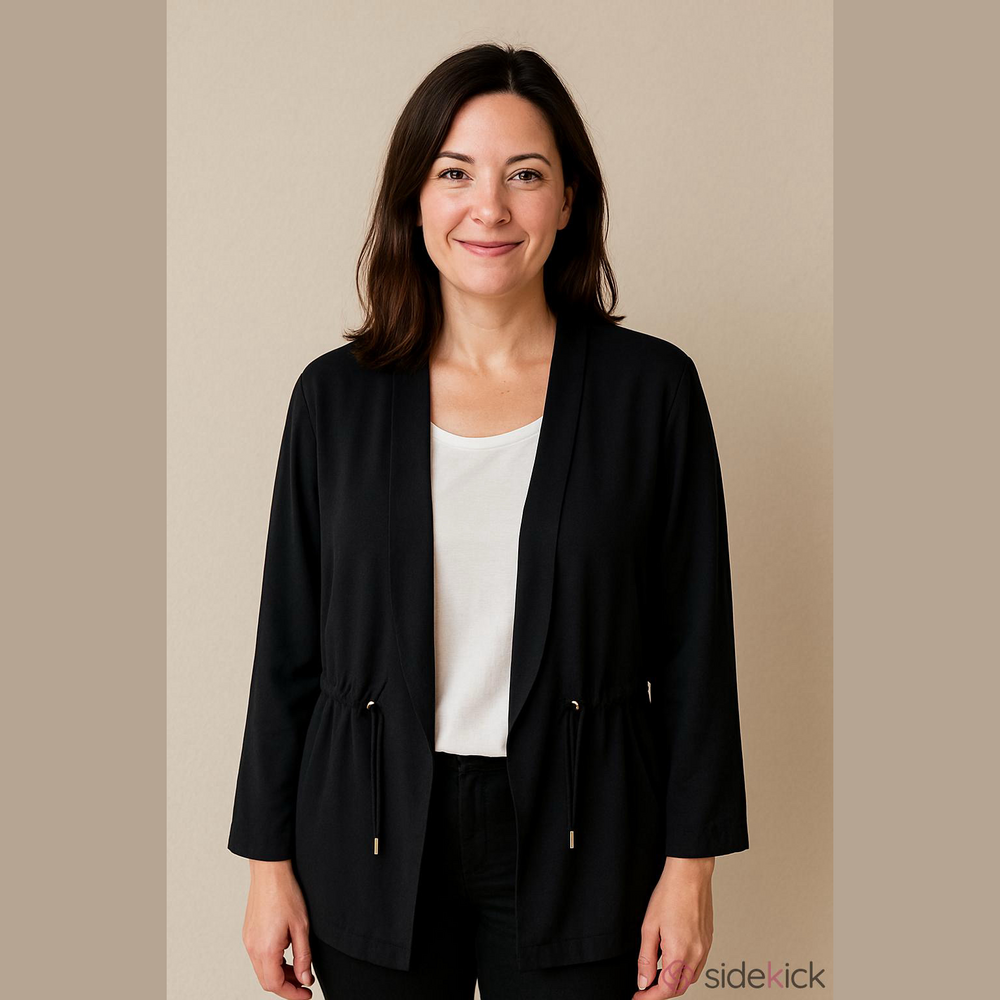Zara faux suede, open draped cardigan with adjustable ties Medium normcore